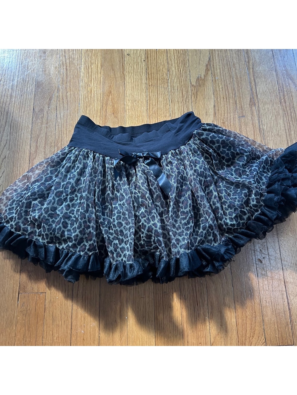 Y2K scene Leopard cheetah print tutu skirt with bow